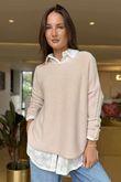 Made in Italy Conrad Body Skim Knit Jumper Stone